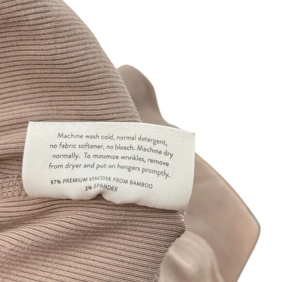 Cozy Earth Bamboo Rib-Knit Jogger Pants Lounge Brown Beige Size Large - Picture 10 of 10